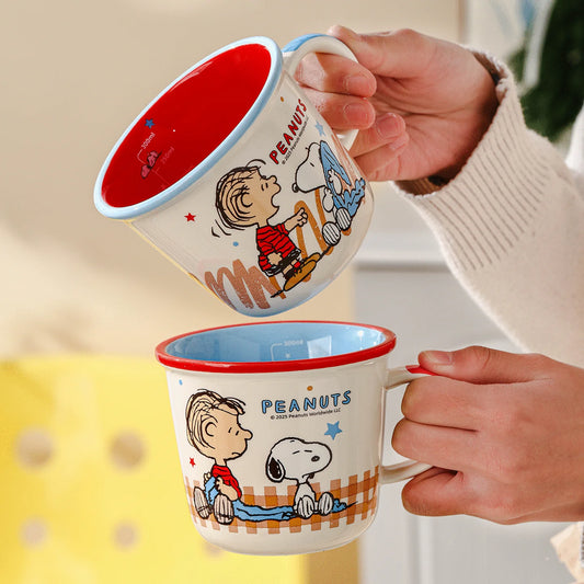 Set di Tazze in Ceramica Colorata da 340Ml con Snoopy, Design Carino con Manico, Bellissima Tazza per Caffè e Acqua per Casa e Ufficio, Regalo di Compleanno per Bambini