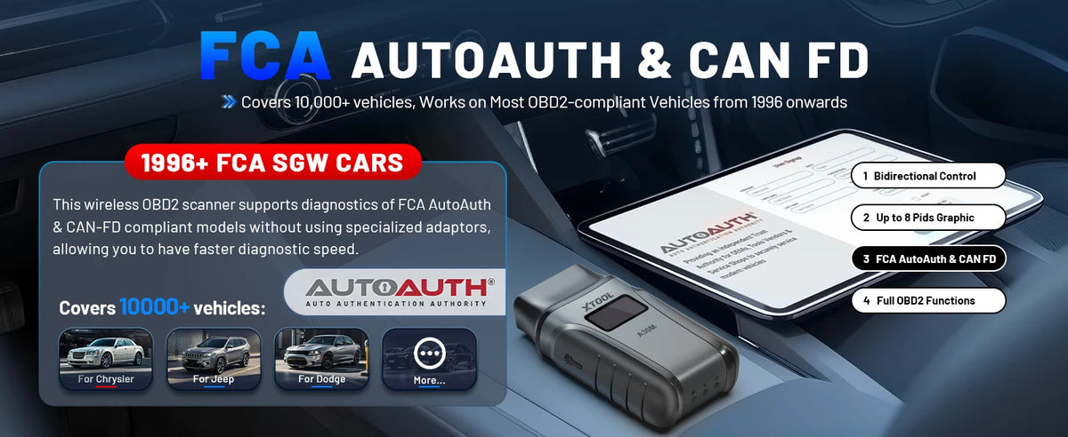 XTOOL A30M OBD2 Scanner Strumenti diagnostici Bluetooth Scanner automobilistico Aggiornamento gratuito a vita Bidirezionale CAN FD FCA 26+ Reset