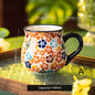Tazza in Ceramica Stile Ceramica Polacca a Bocca Larga, Tazza con Motivo Floreale Dipinto a Mano, Tazza di Grande Capacità per Caffè, Tè e Latte