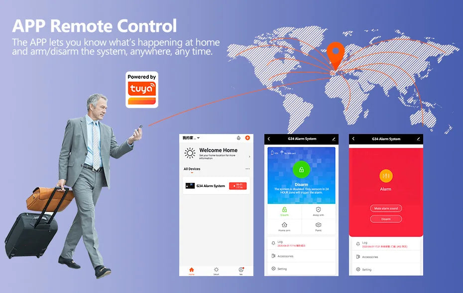Sistema di Allarme KERUI WIFI GSM con Supporto per 3 Zone Cablate, Allarme Domestico Antifurto Compatibile con Tuya Smart, Sensore PIR 433MHz per Protezione di Sicurezza