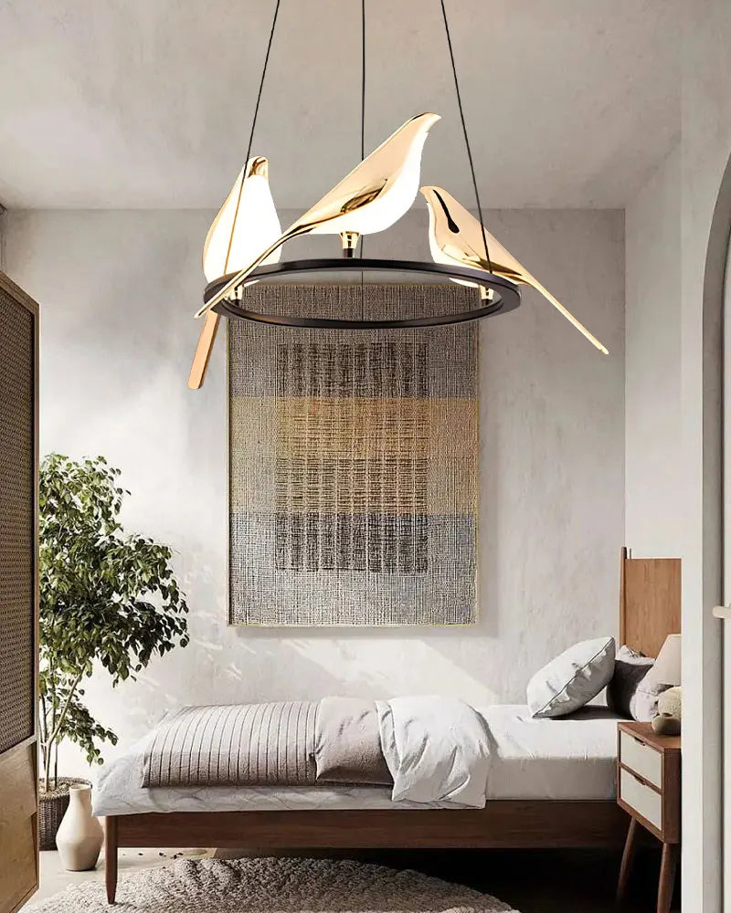 Lampadari a sospensione a LED per uccelli gazza girevoli per interni per lampade a sospensione a soffitto a linea regolabile da comodino per cucina e pranzo