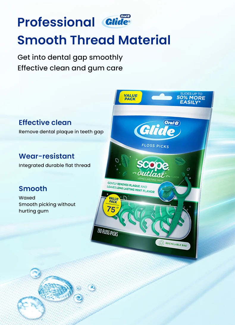 Filo Interdentale a Forma di C Oral-B al Gusto di Menta, Bastoncini Piatti Cerati, Pulitori Interdentali Sottili e Resistenti