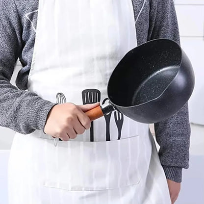 Pentola per il latte antiaderente Manico in legno Pentola per zuppa universale in stile giapponese con coperchio e beccuccio versatore Pentola per alimenti per bambini