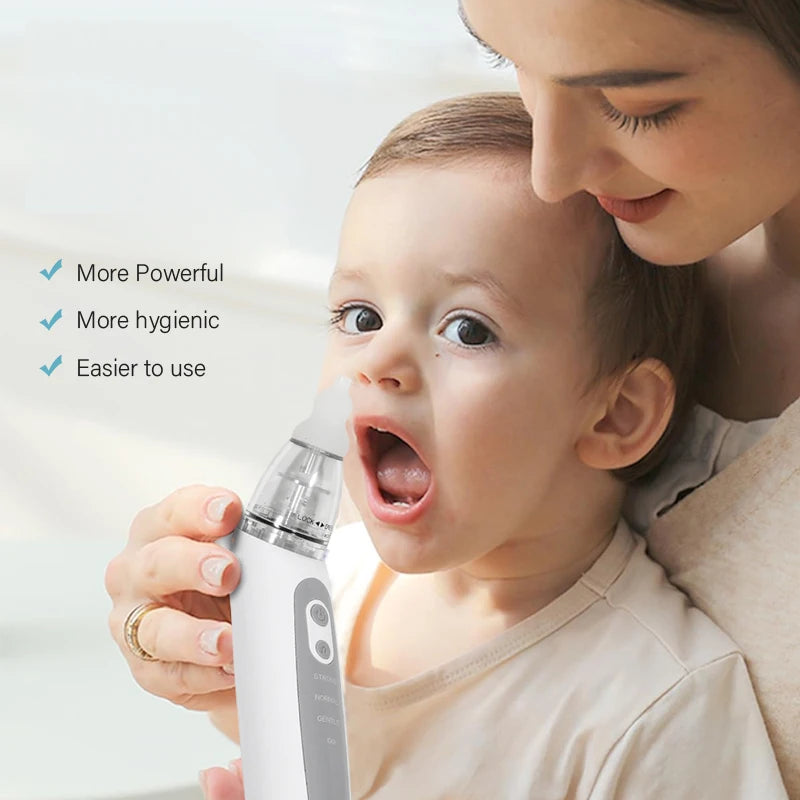 Aspiratore Nasale Elettrico per Neonati e Bambini, Pulitore Automatico del Naso con Musica e 3 Punte in Silicone