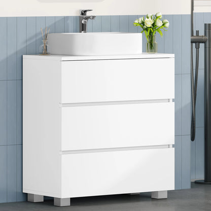 Mobile da bagno con 3 cassetti grandi, 30 x 60 x 63 cm, mobile base da bagno con piedini, mobile da toeletta indipendente