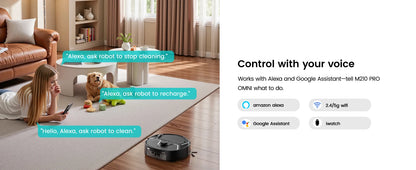 Robot aspirapolvere Lefant M265 con mappatura, 18000 Pa, rullo autopulente, lavaggio con acqua pulita, laser dToF, evita PSD, anti-groviglio, compatto, WiFi 2.4G/5G/Alexa/APP