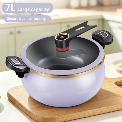 1 pentola a pressione Fat Daddy, capacità di 7 litri, 26 cm, adatta all’uso domestico, pentola multifunzionale antiaderente per stufati e zuppe, compatibile con piani cottura a induzione e fornelli a gas.