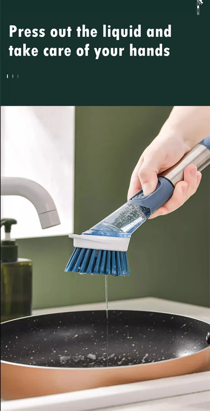 Strumenti per la pulizia della cucina Manico lungo Spazzola per piatti Dispenser di sapone liquido Detergente Spazzola per piatti Spugna per piatti Salviette per lavare i piatti