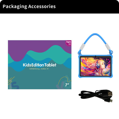 PRITOM Kids Tablet da 7 pollici Android 13 4 GB (2+2 espandibile) RAM 32 GB ROM WiFi Bluetooth Software di apprendimento installato con cordino
