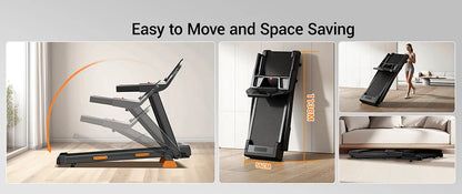 ROBORE SF20 Treadmill Pieghevole per Casa con Inclinazione del 15%, Velocità di 12 km/h, Carico Massimo di 136 kg, Motore Silenzioso Brushless da 3.0HP, Nastro da Corsa 97×40 cm, Tripla Ammortizzazione, Cuscino a 7 Strati