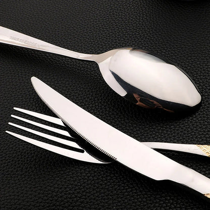 Set di posate in acciaio inossidabile da 16 pezzi - Set di posate nere, lucidate a specchio, lavabili in lavastoviglie, include coltelli, forchette e cucchiai