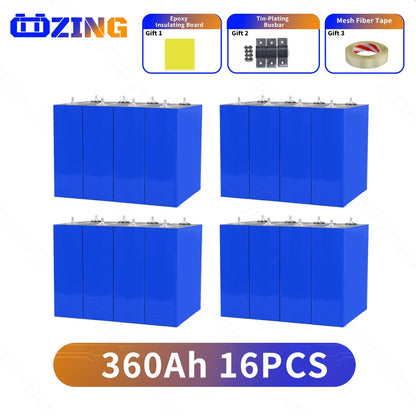 Magazzino UE 360Ah LiFePO4 Batteria 3.2V agli ioni di litio LFP Akku Cell FAI DA TE RV Barca Nave Carrelli da golf Energia solare Sistema di accumulo di energia domestica