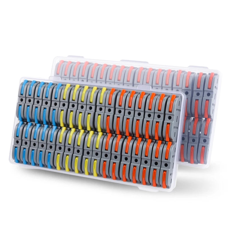 34PCS Leva in scatola Connettori rapidi per cavi domestici Terminali Conduttore Giuntabile Blocco di cablaggio di testa Connettori elettrici riutilizzabili