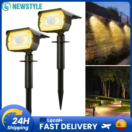2/4/8PCS 56LED Faretti solari da esterno impermeabili con sensore di movimento con 3 modalità di illuminazione Illuminazione solare per esterni, giardino, parete, vialetto