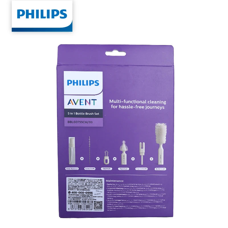 Set di spazzole per biberon Philips AVENT, kit di spazzole multifunzionali per la pulizia dei tettarelle dei biberon, per accessori per l'alimentazione dei neonati
