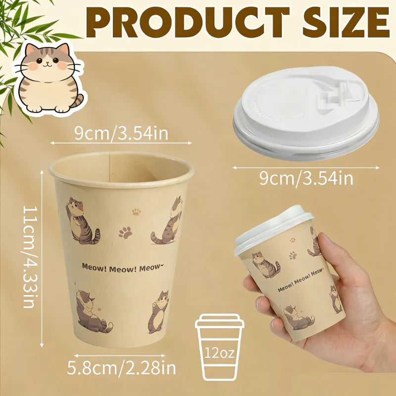 Bicchieri di carta usa e getta con motivo orso polare, polpa di bambù, panda, gatto, bicchieri di carta, stampa animalier, tazze da caffè con coperchio per uso domestico