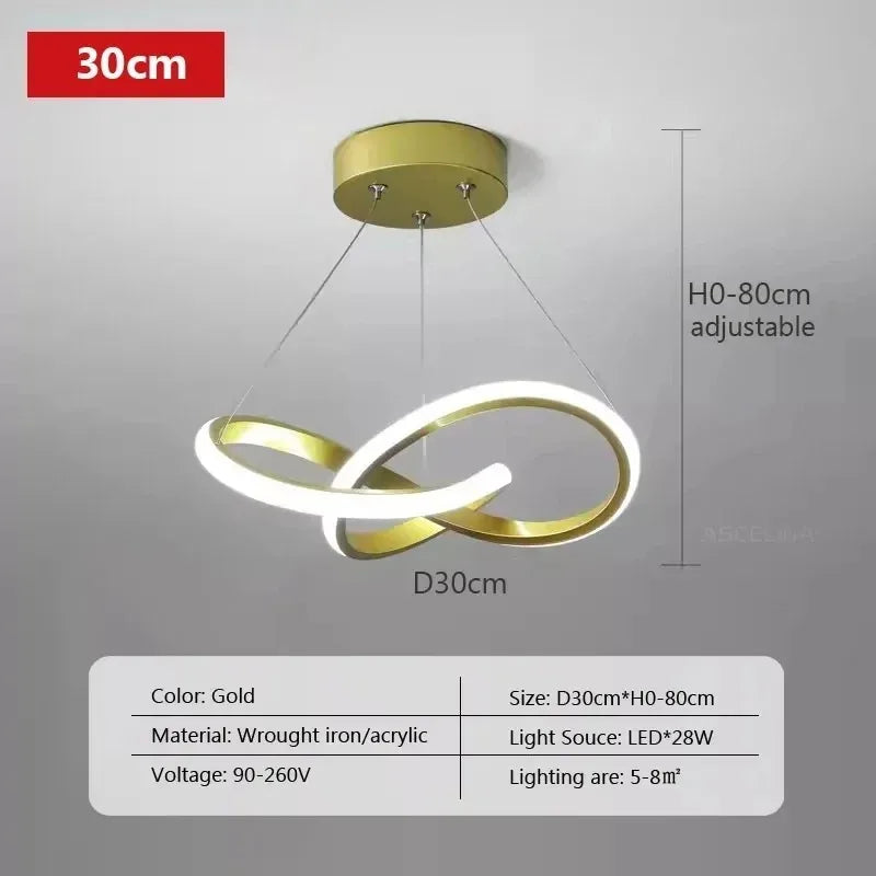 Lampada a sospensione moderna a LED con design irregolare aerodinamico Piccola lampada a sospensione creativa per camere da letto, sala da pranzo, sale studio