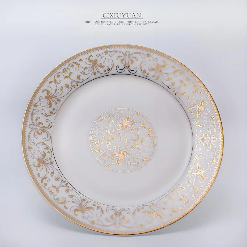 2 pz/set, 8 + 10 pollici, set da pranzo bone china piatti e piatti, piatti da buffet in ceramica per feste, caricabatterie per piatti in porcellana, feste
