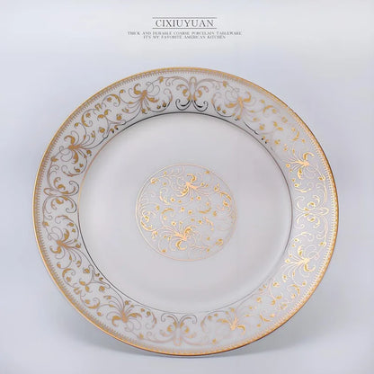 2 pz/set, 8 + 10 pollici, set da pranzo bone china piatti e piatti, piatti da buffet in ceramica per feste, caricabatterie per piatti in porcellana, feste