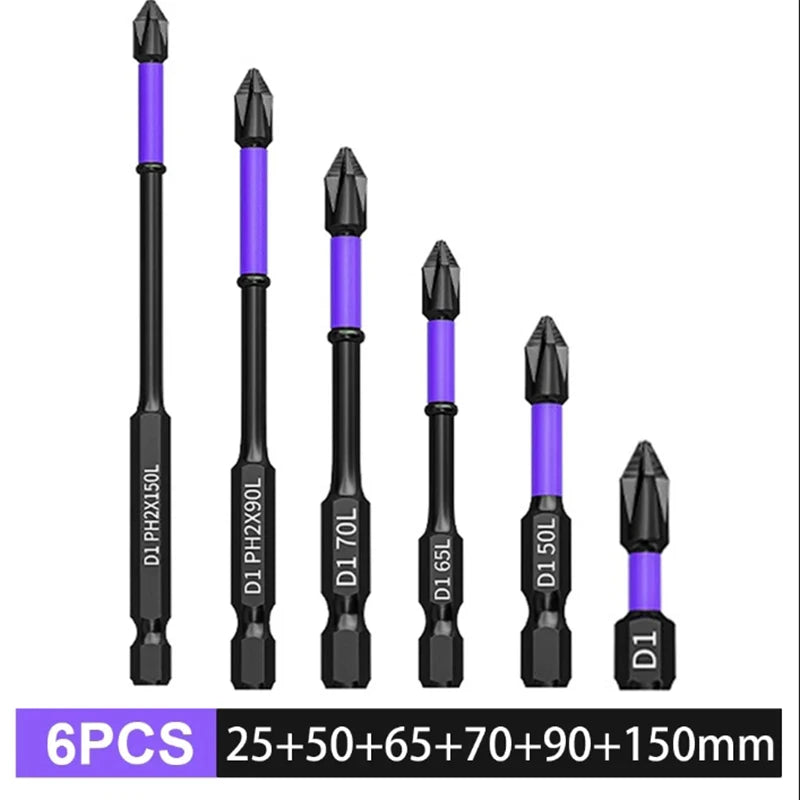 5-60PCS PH2 Set di punte per avvitatore a percussione Set di cacciaviti a croce magnetici Set di punte per trapano a percussione Vite Cacciavite a croce antiscivolo in acciaio legato