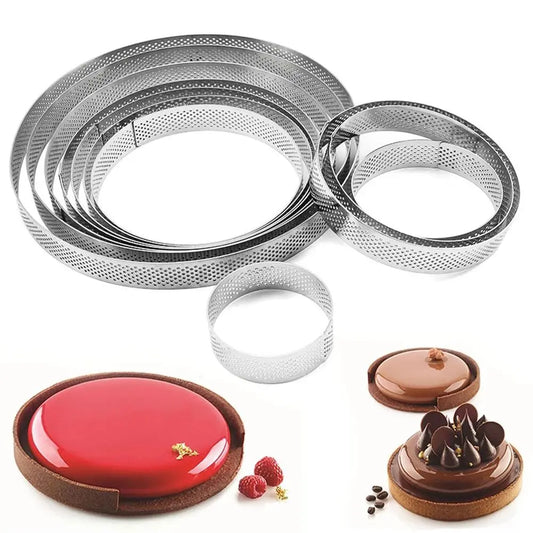 1PC utile Bakeware strumento di decorazione perforato stampi per tartalette in acciaio inossidabile stampo per torta stampo circolare anello per crostata