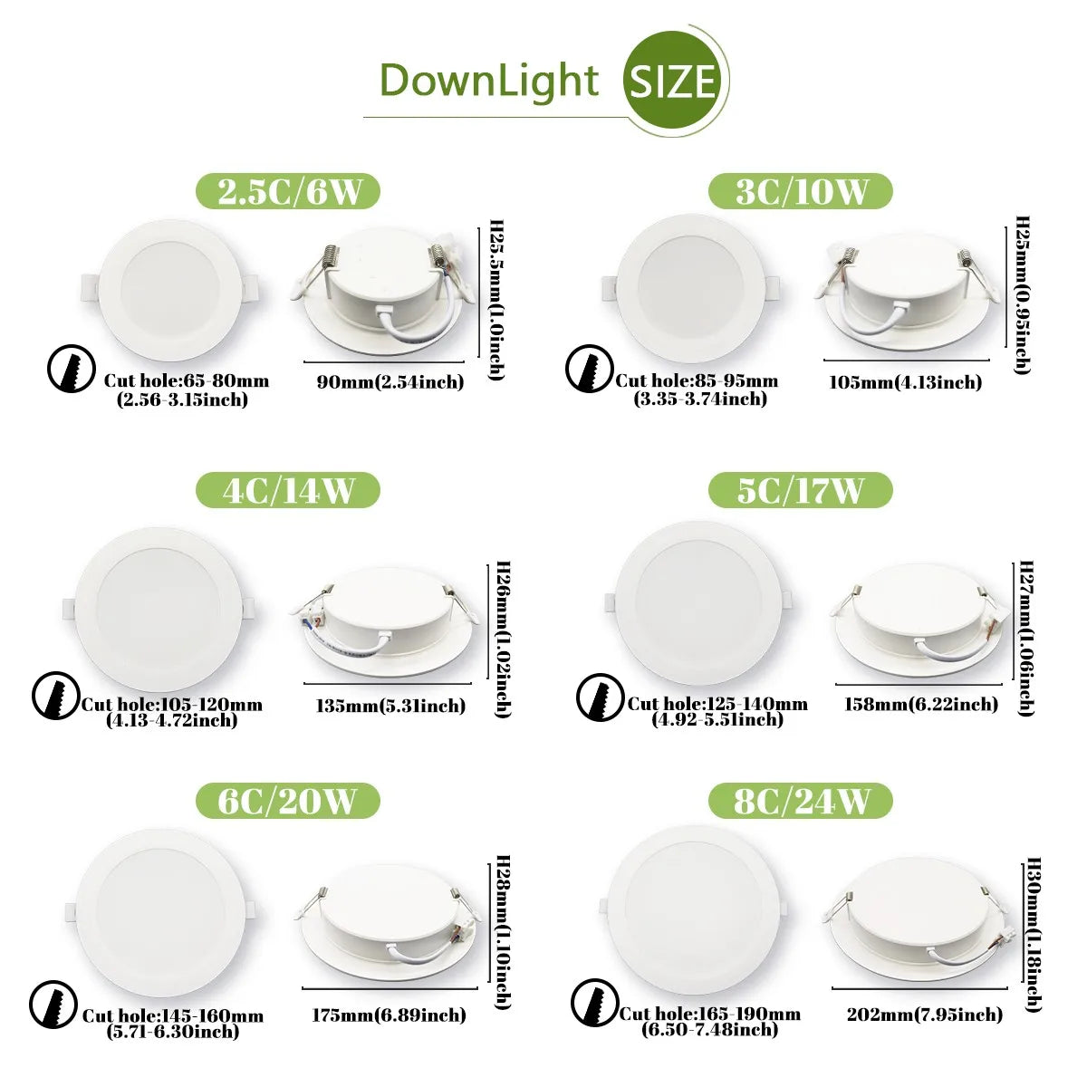 Faretto da incasso a LED da 10 pezzi 220V 110V Spot tre colori 6W 24W RA80 + faretto da incasso a soffitto a LED bianco caldo lampada a luce fredda