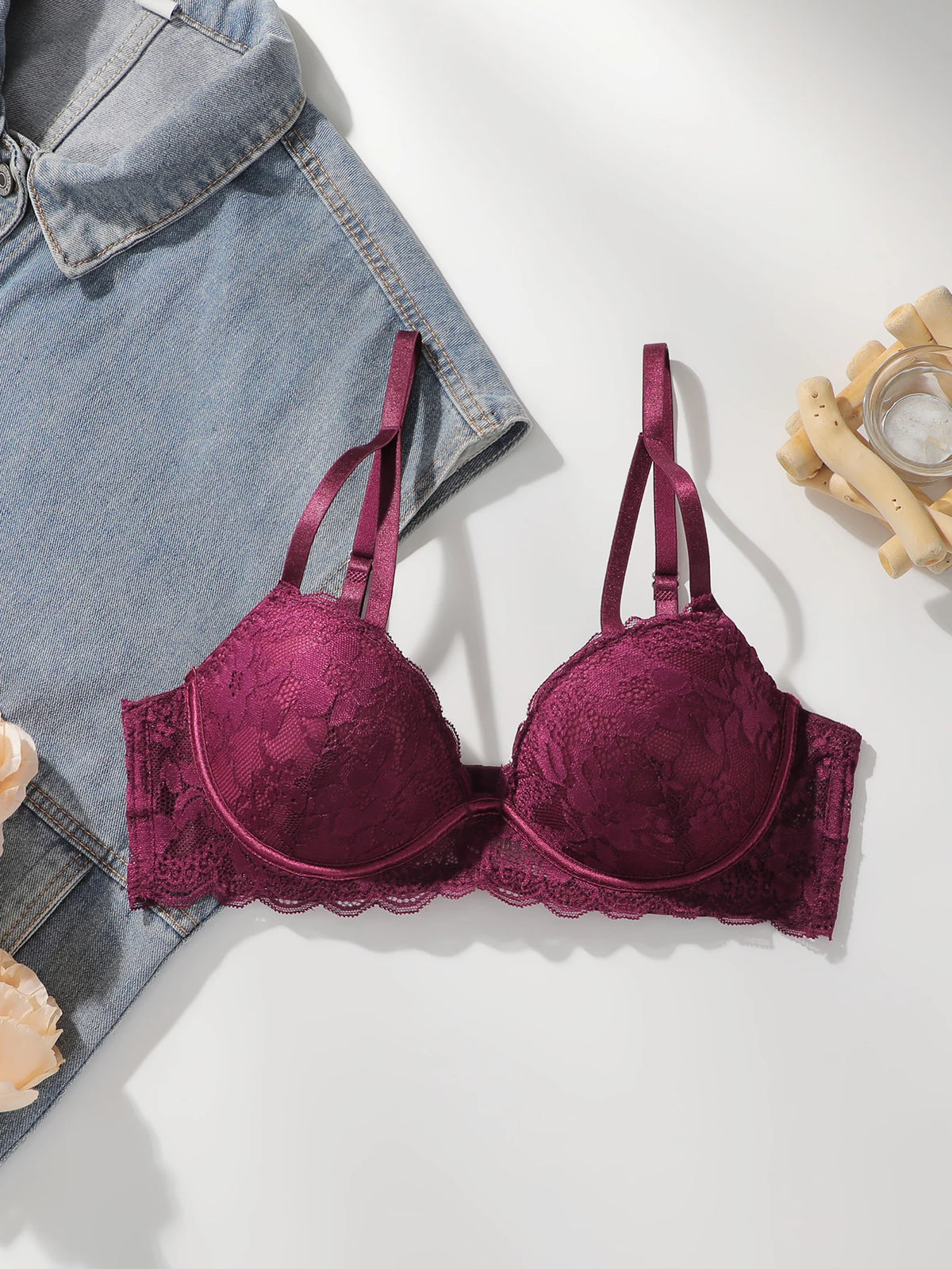 Reggiseno Pure Desire per donna – Reggiseno push-up con coppe 3/4 e ferretto, lingerie sexy in pizzo, reggiseno da festa     Coppa B-C L2957