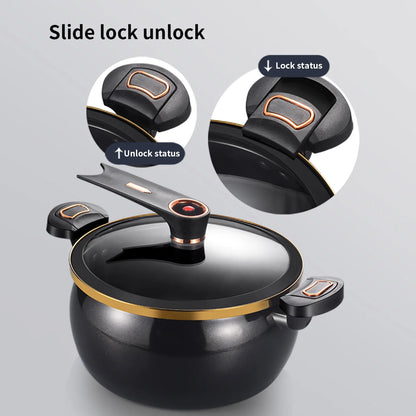 1 pentola a pressione Fat Daddy, capacità di 7 litri, 26 cm, adatta all’uso domestico, pentola multifunzionale antiaderente per stufati e zuppe, compatibile con piani cottura a induzione e fornelli a gas.