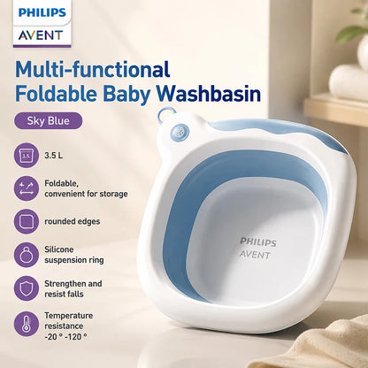 Avent PA-X15 Lavabo per neonati pieghevole da 3,5 litri, rinforzato, anti-caduta, resistente al calore e facile da trasportare per il bagnetto e la doccia