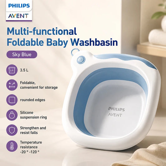 Avent PA-X15 Lavabo per neonati pieghevole da 3,5 litri, rinforzato, anti-caduta, resistente al calore e facile da trasportare per il bagnetto e la doccia