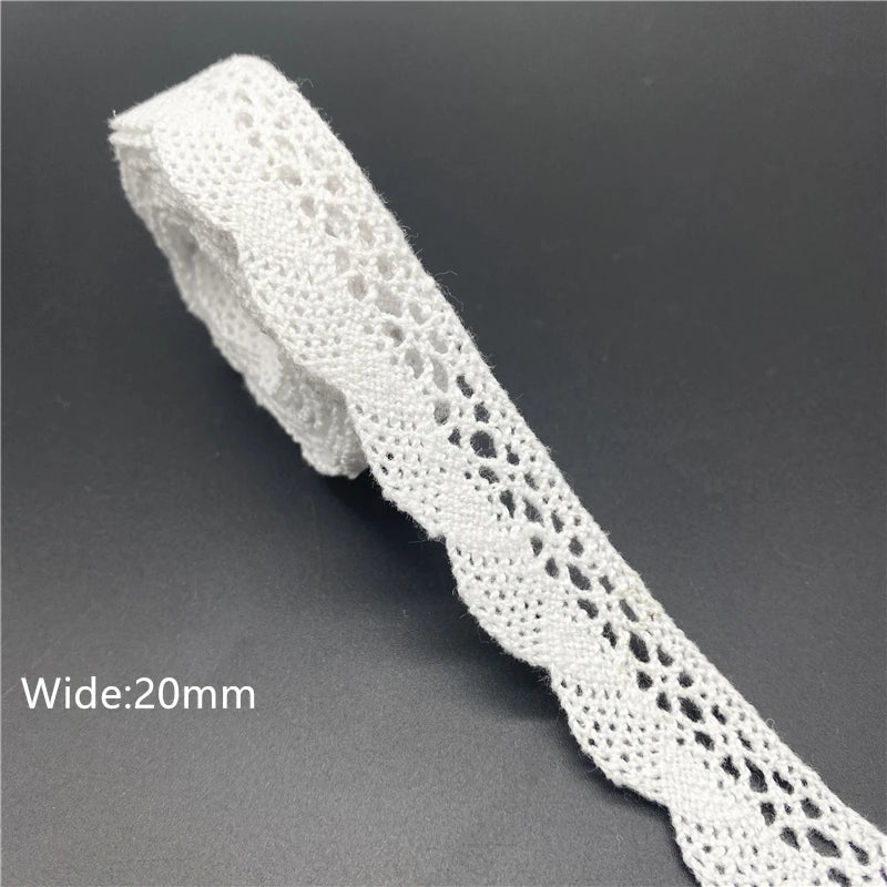 10mm-50mm 2 metri di nastro di pizzo di cotone 100% bianco per abbigliamento tessuto da cucito rifiniture in cotone all'uncinetto nastro di pizzo accessori fatti a mano