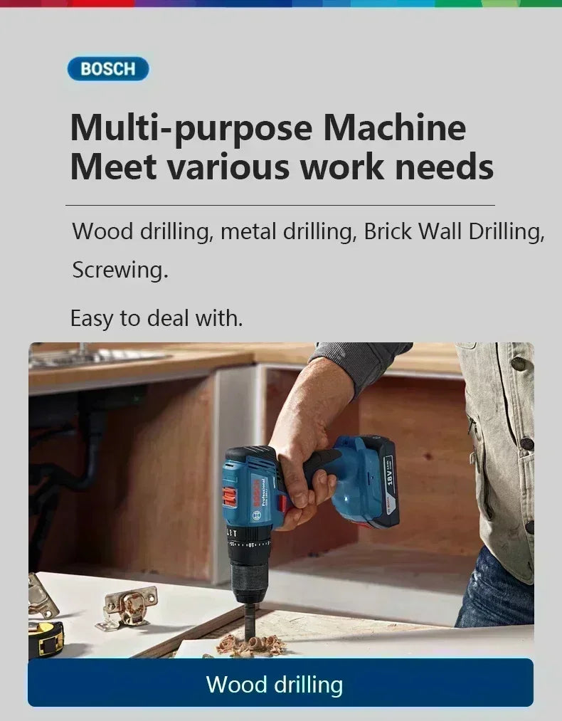 Trapano avvitatore a impulsi senza fili Bosch GSB 185-LI 18V, motore brushless, 1900 giri/min, cacciavite elettrico multifunzione, utensili elettrici (senza batteria)