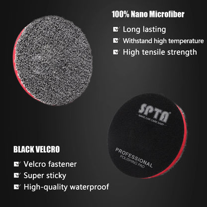 SPTA1PC 1"(25mm) 2"(50mm) 3"(80mm) 5"(125mm) 6"(150mm) Cuscinetti da taglio in microfibra per ceratura Lucidatura Rimozione del vortice dei graffi
