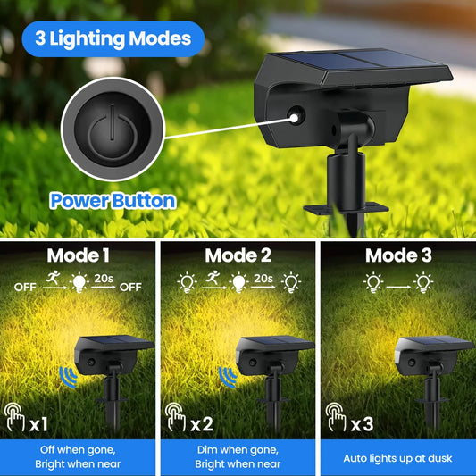 2/4/8PCS 56LED Faretti solari da esterno impermeabili con sensore di movimento con 3 modalità di illuminazione Illuminazione solare per esterni, giardino, parete, vialetto