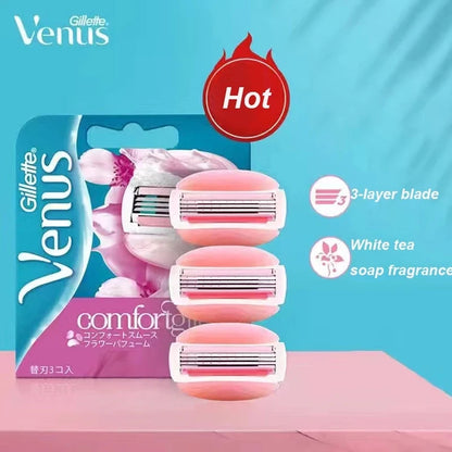 Gillette Venus Lama di rasoio da barba a 3 strati Testine di ricambio per lama di rasoio da barba Barra di sapone spa incorporata per la rasatura del corpo delle donne