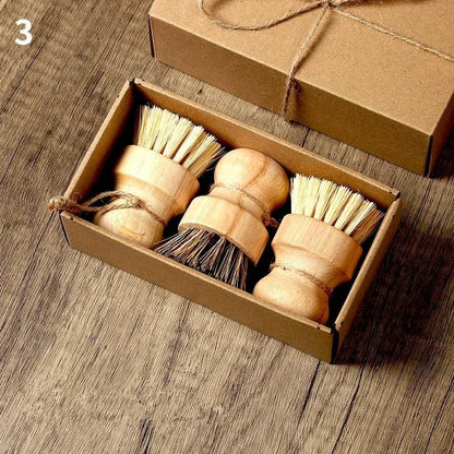 Spazzola per Lavaggio Piatti Naturale con Manico in Legno, Spazzola per Pentole in Corda Anti-Impronta d'Olio, Accessori per Pulizia in Sisal e Cocco Naturale