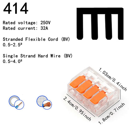 Terminali plug-in rapidi di tipo universale arancione da 10-75 pezzi, connettori per apparecchiature elettriche, terminali per connettori per cavi, 250 V/32 A