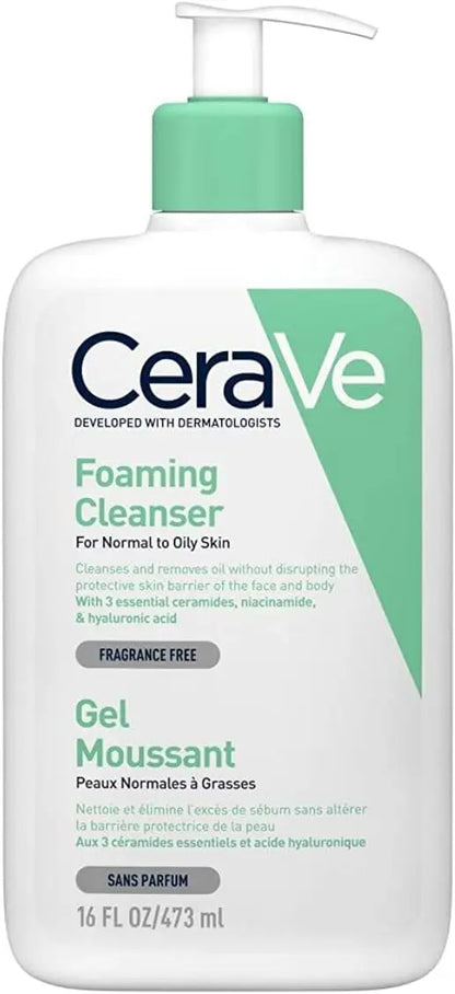 CeraVe Detergente Schiumogeno a Doppio Uso per Viso e Corpo, 473ml, Detergente Delicato Testato dai Dermatologi per la Cura della Pelle Grassa