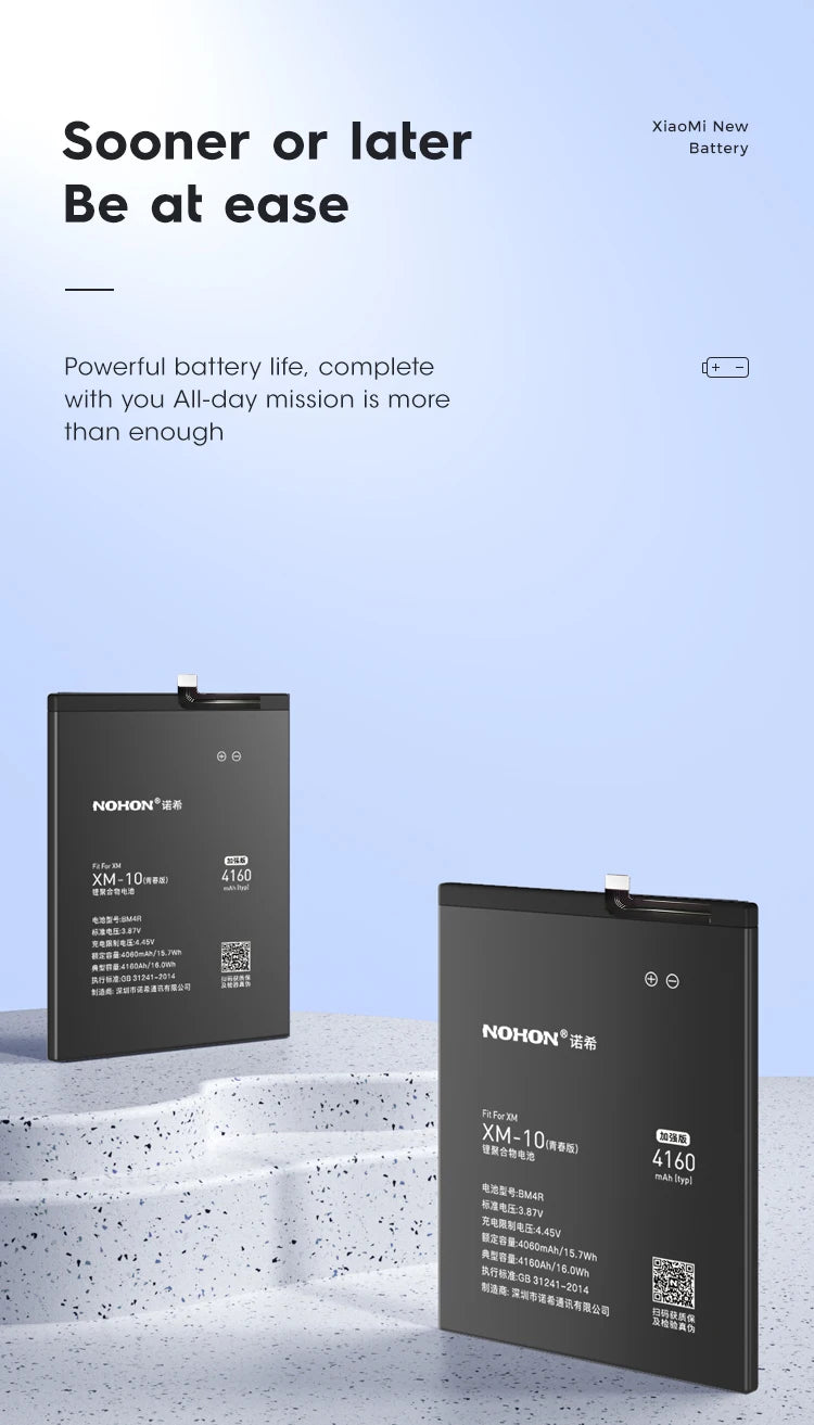 NOHON Batteria Per Xiaomi Mi 10 9 8 11T Pro 10T 11 Lite 12 12S 12X 13 6 5 MAX MIX 4 3 2 2S BM4R BM53 BM55 BM58 BM59 BP42 Batteria