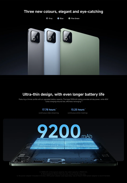 Xiaomi Pad 8 Versione Globale, Tablet con Display LCD da 11.2 Pollici 3.2K 144Hz, Snapdragon ®   Mi Pad con Fotocamera da 3MP di 8a Generazione e Batteria da 9200mAh