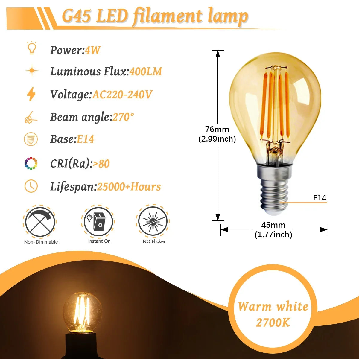 10 Lampadine LED E27 E14 B22 Stile Industriale Vintage, Retro Edison 8W 4W 6W 220V per Lampade a Filamento Incandescenti Edison