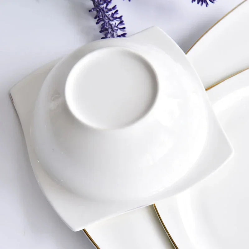 Set di Piatti in Ceramica, Stoviglie in Porcellana Bone China, Set Creativo di Piatti e Vassoi Phnom Penh, Piatti Quadrati, Servizio da Tavola per Cucina
