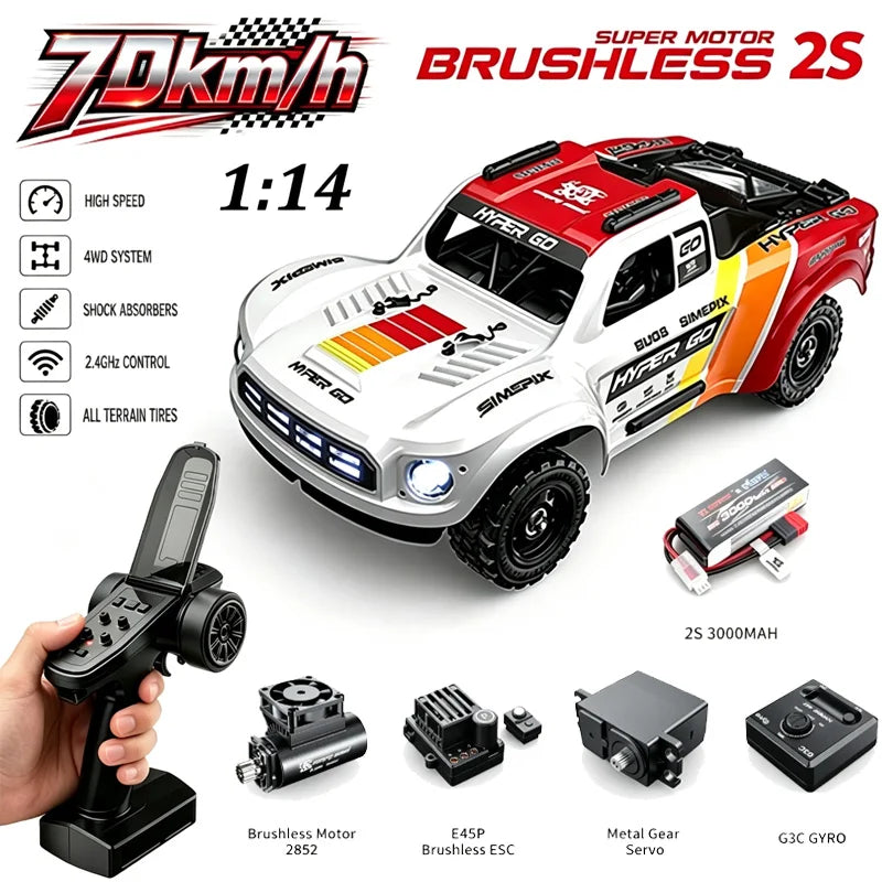 Auto RC MJX Hyper GO 14211, 75km/h, 1/14, 2.4G, Camion Telecomandato, 4WD, Fuoristrada, Veicolo da Corsa ad Alta Velocità, RTR Wltoys