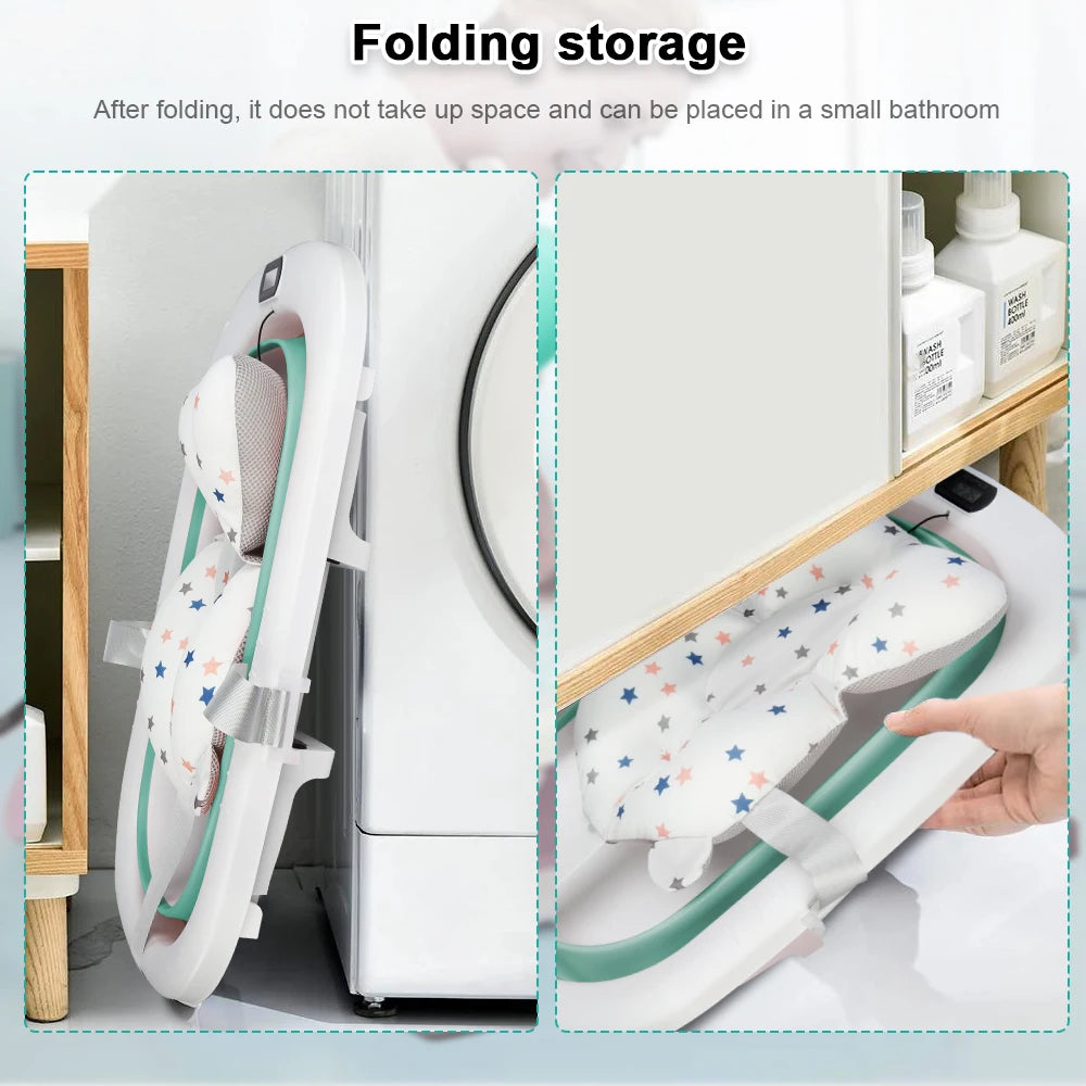 Cuscino da bagno pieghevole per neonati, ideale come regalo di nascita per bambine, adatto da 0 a 3 anni, Rosa/Grigio/Verde/Blu