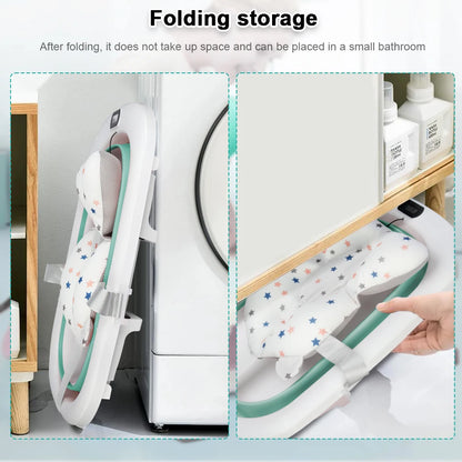 Cuscino da bagno pieghevole per neonati, ideale come regalo di nascita per bambine, adatto da 0 a 3 anni, Rosa/Grigio/Verde/Blu