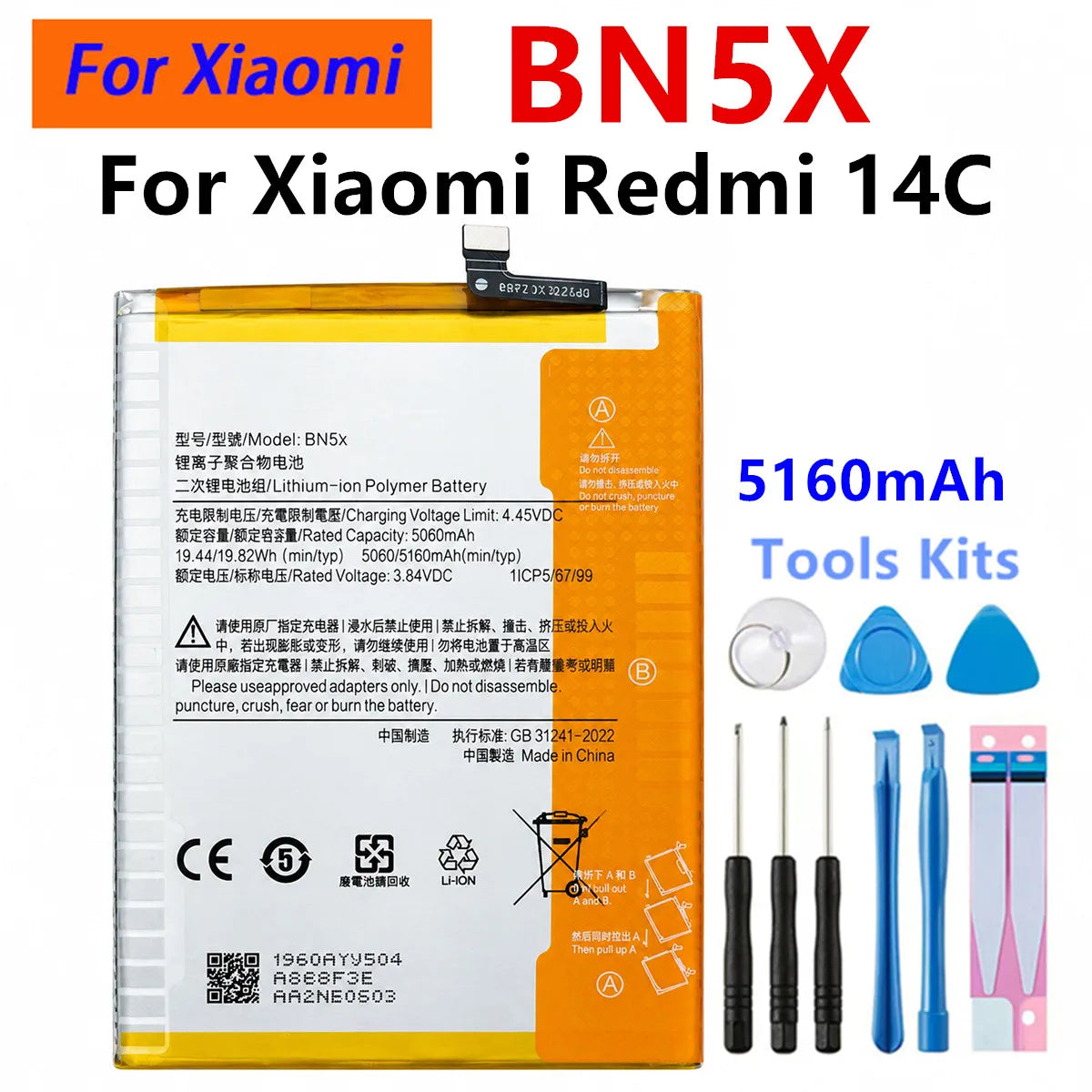 Batterie BN5F BN46 BN5H BN5D BN5L BN5X BN70 per Xiaomi Redmi 7/15/15C/Redmi 14C/12C/10C Note11E/Note 11S/Note 9 Pro