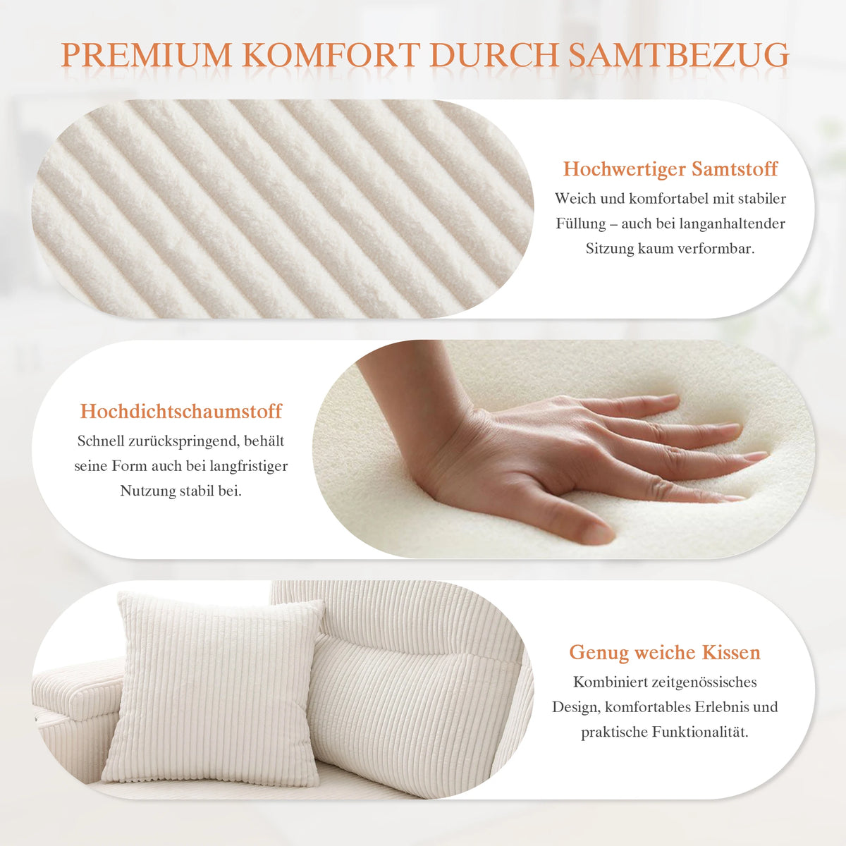 Divano in Velluto a 4 Posti con Vano Portaoggetti Integrato e Portabevande, Divano Moderno con Porte USB e Funzione Letto Estensibile