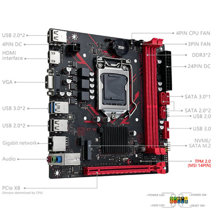 Scheda madre MACHINIST B75 X7 VB LGA1155 Supporto Dualchannel DDR3 RAM CoreI3/I5/I7 CPU 2/3Gen per computer da gioco USB3.0 SATA3.0