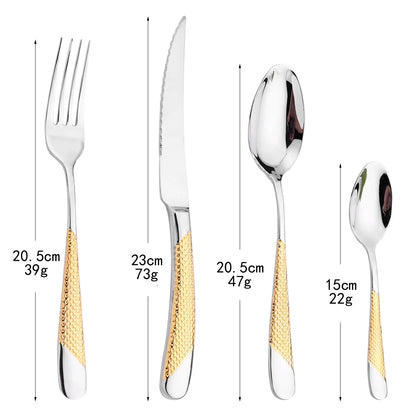 Set di posate in acciaio inossidabile da 16 pezzi - Set di posate nere, lucidate a specchio, lavabili in lavastoviglie, include coltelli, forchette e cucchiai