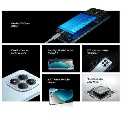Xiaomi Redmi Note 15 Pro 4G Versione Globale MediaTek Helio G200-Ultra NFC Batteria Monster da 6500mAh Display AMOLED FHD+ da 6.77" Fotocamera da 200MP con OIS Smartphone